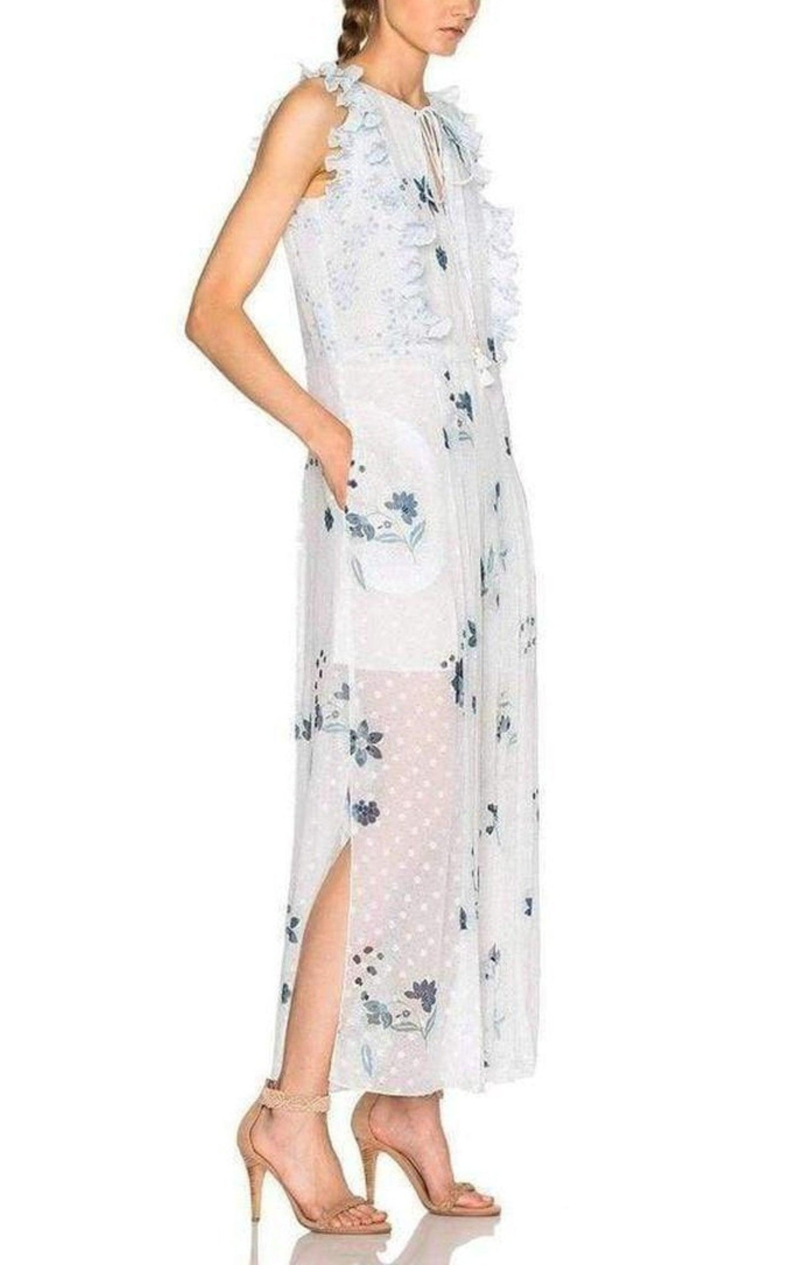 Ruffle Trimmed Printed Fil Coupe Maxi Dress - 5