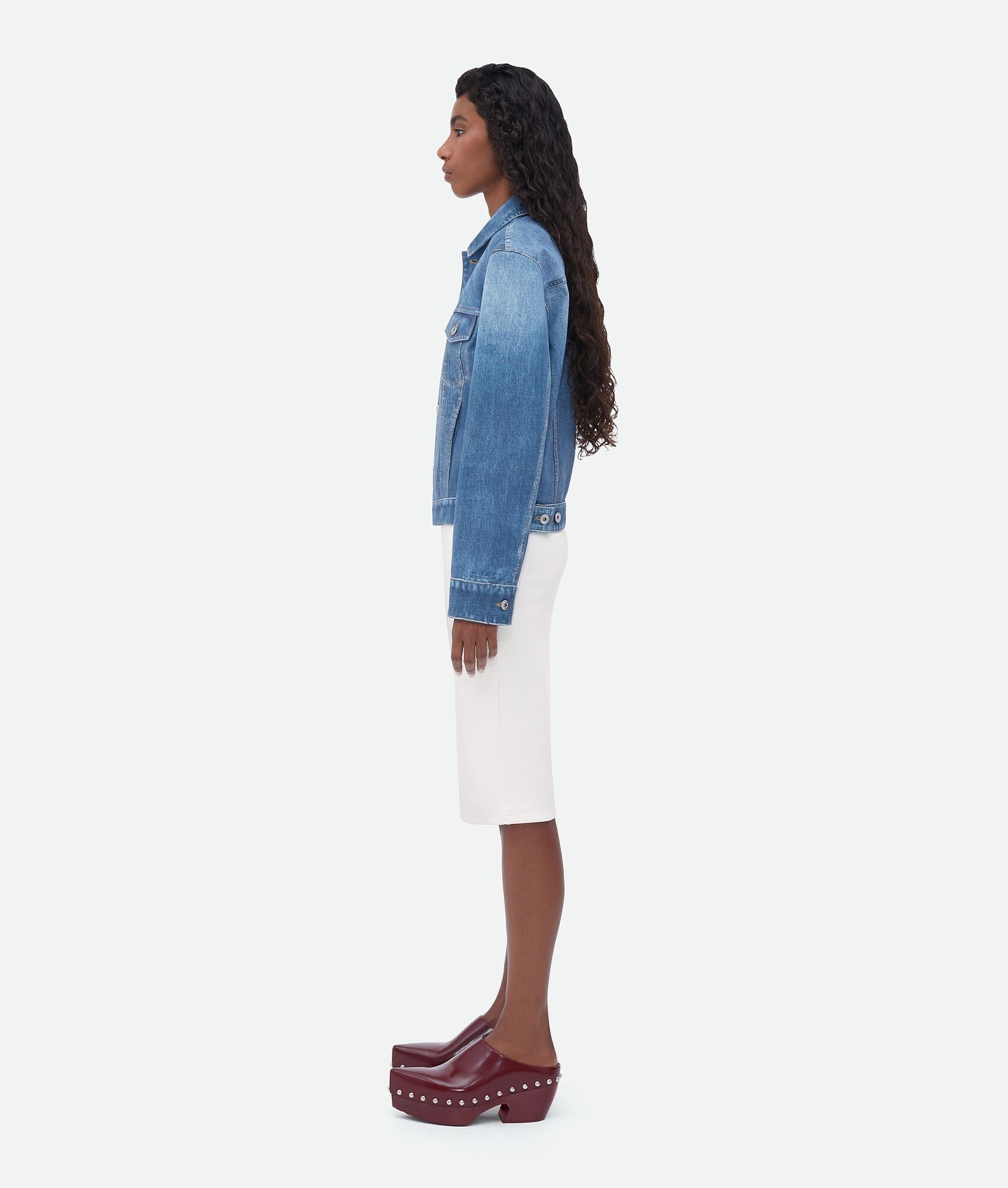 printed leather denim jacket - 2