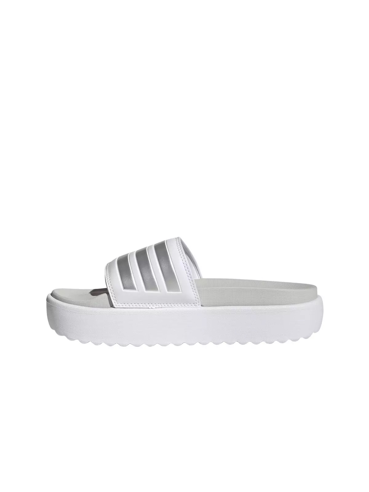Adilette Platform "Ftwr White/Zero Metallic/Grey One" Women's Slide - 2