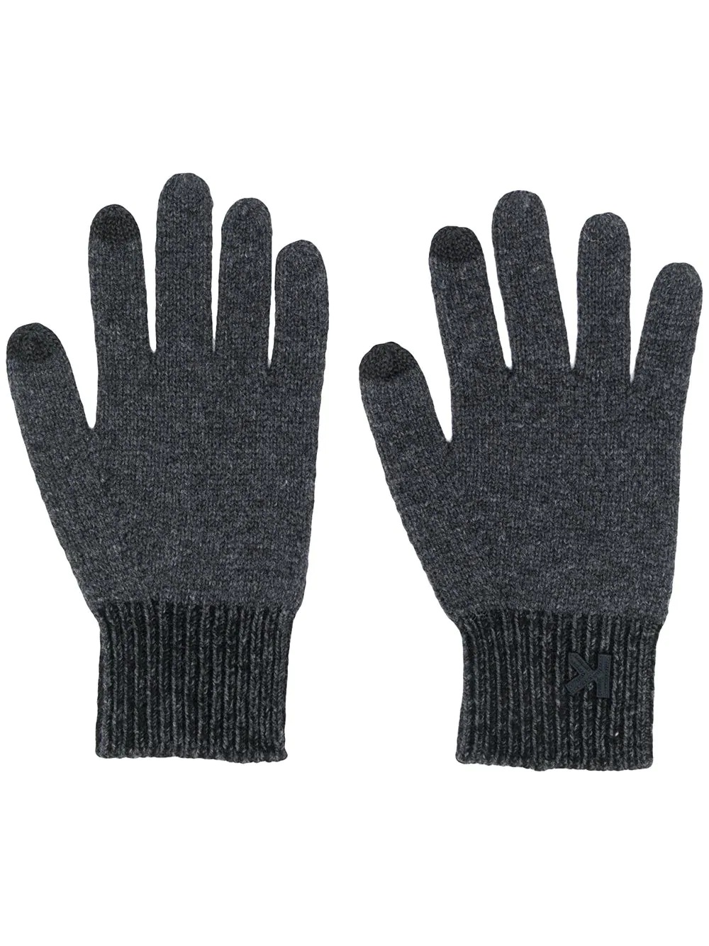 logo stitched knitted gloves - 1