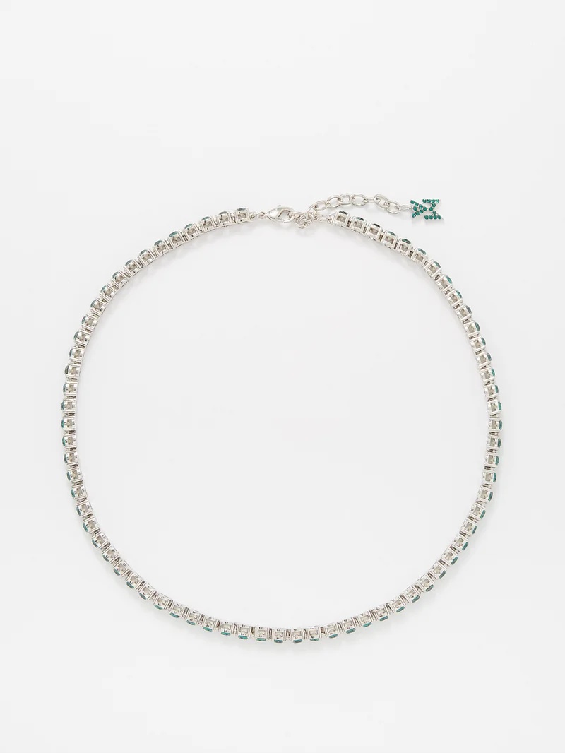 Crystal-embellished tennis necklace - 9