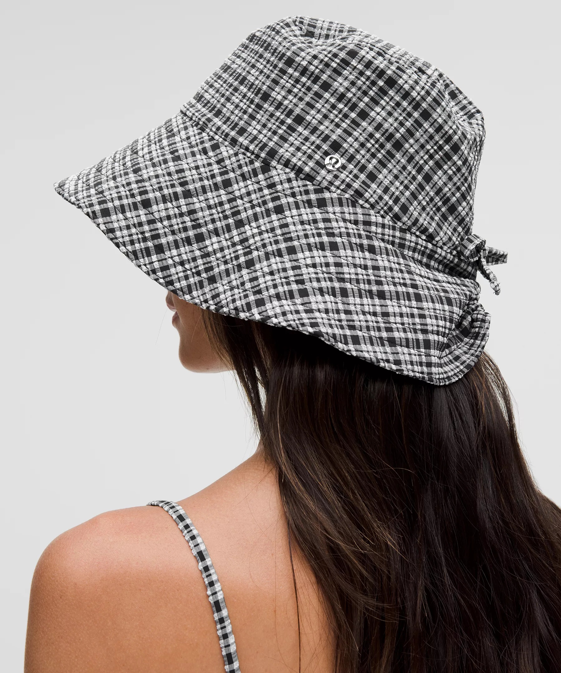 Women's Seersucker Check Wide-Brim Hat - 3