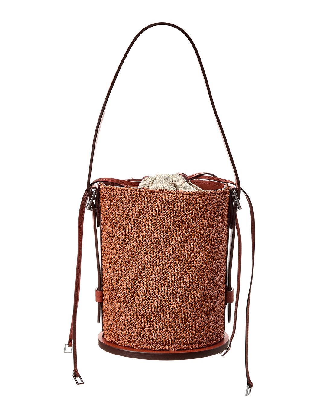 Max Mara Logo Plaque Leather-Trim Bucket Bag - 2