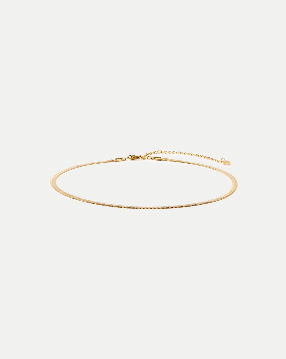GOLD DAINTY FLAT SNAKE NECKLACE - 4