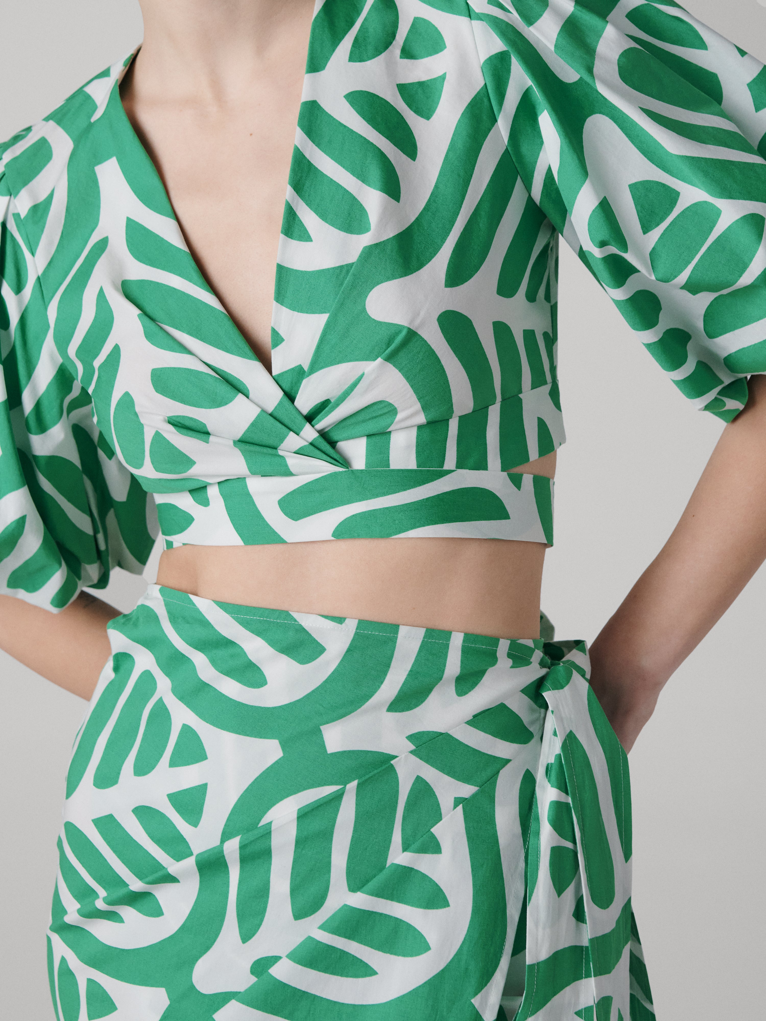 Luciana Cotton Poplin Wrap Top - 4