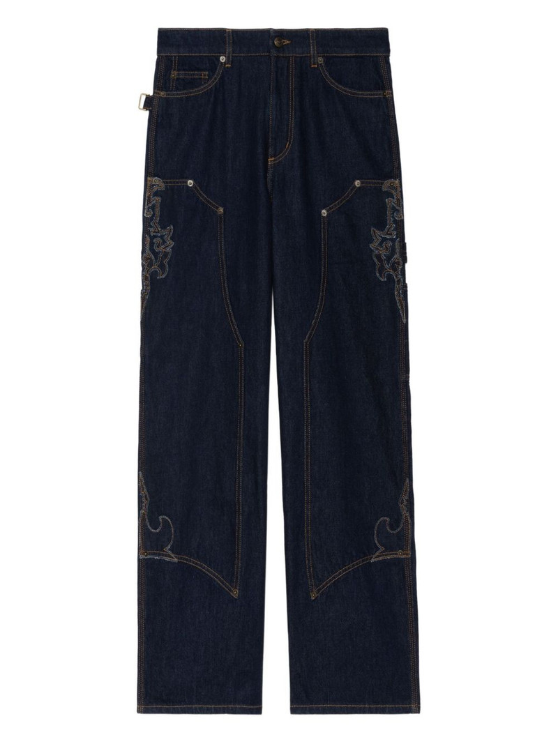 embroidered-details wide-leg jeans 1