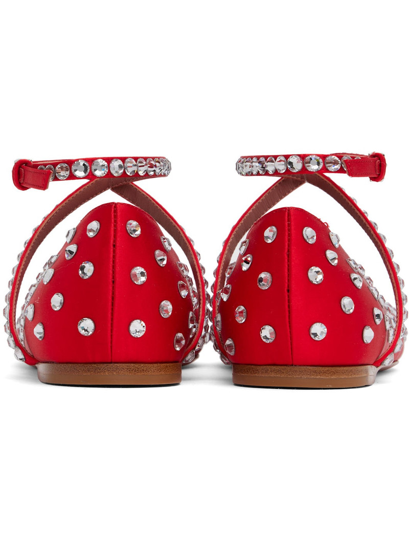 Red Ane Crystal Lace Up Ballerina Flats 2