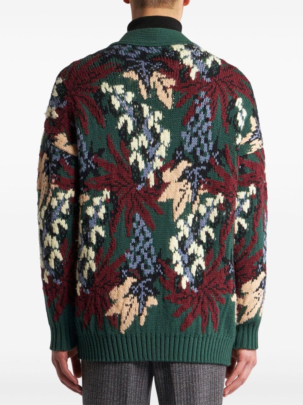 V-neck jacquard cardigan - 4