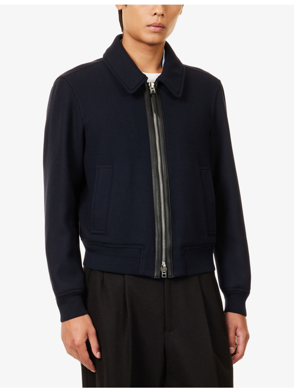 Pointed-Collar Double-Face Twill Wool Jacket - 3