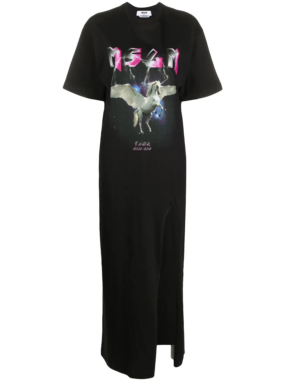 unicorn-print split-hem T-shirt maxi dress - 1