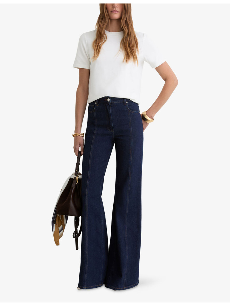 REISS Josie Ribbed Stretch-Cotton T-Shirt outlook