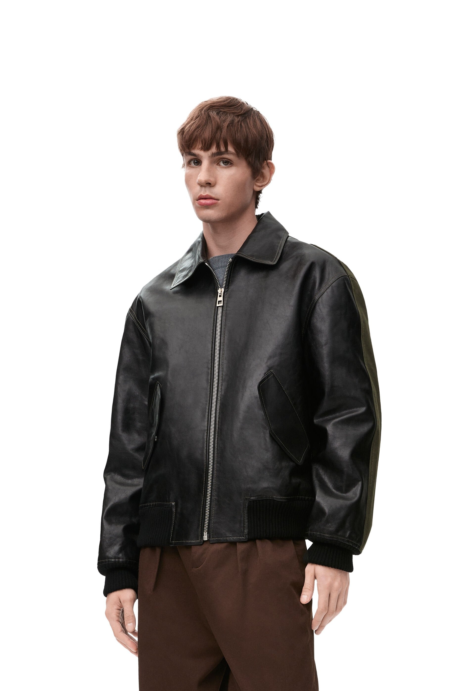 Hybrid bomber jacket in nappa calfskin and cotton - 3