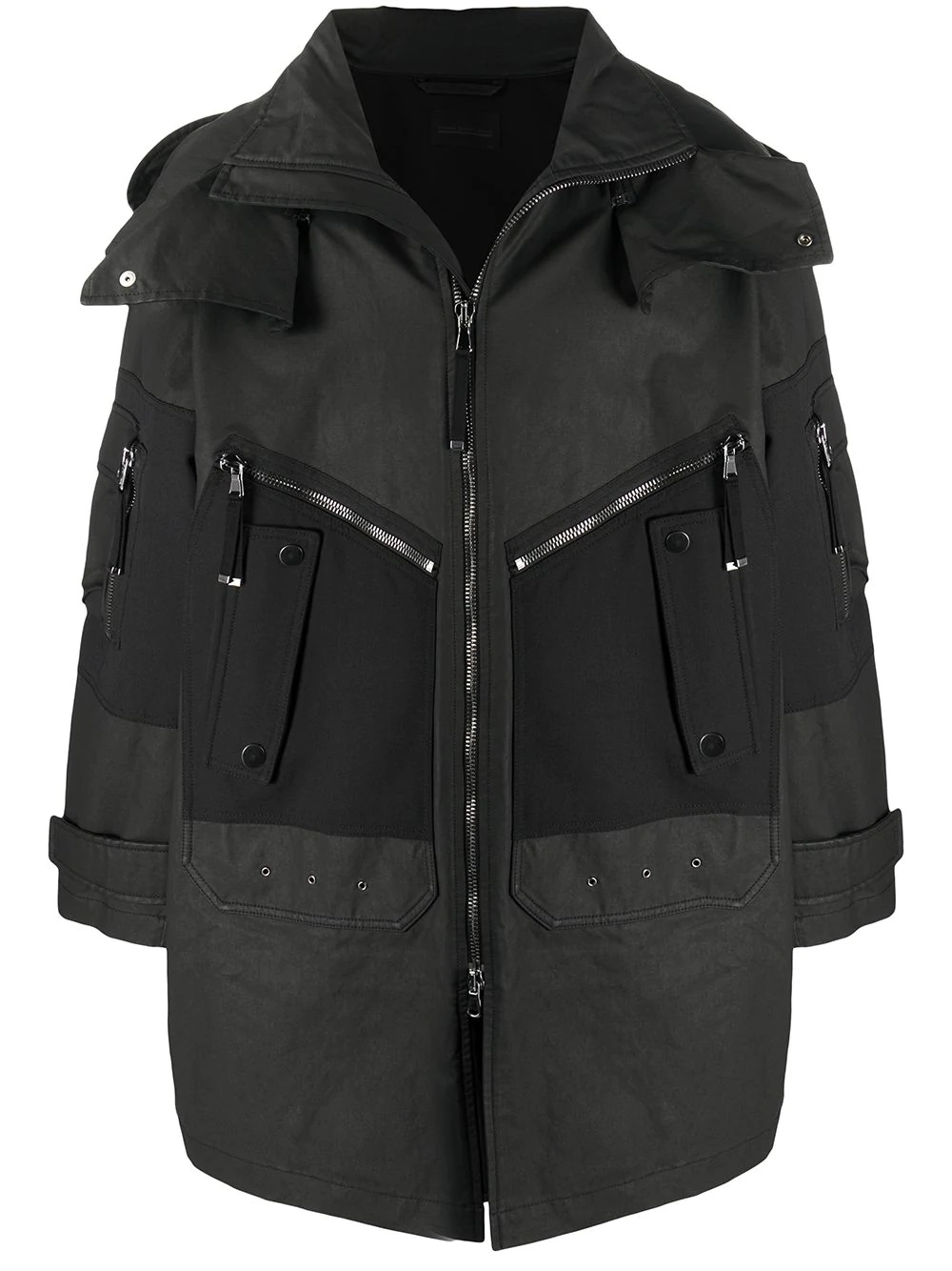 flap-pocket hooded parka coat - 1