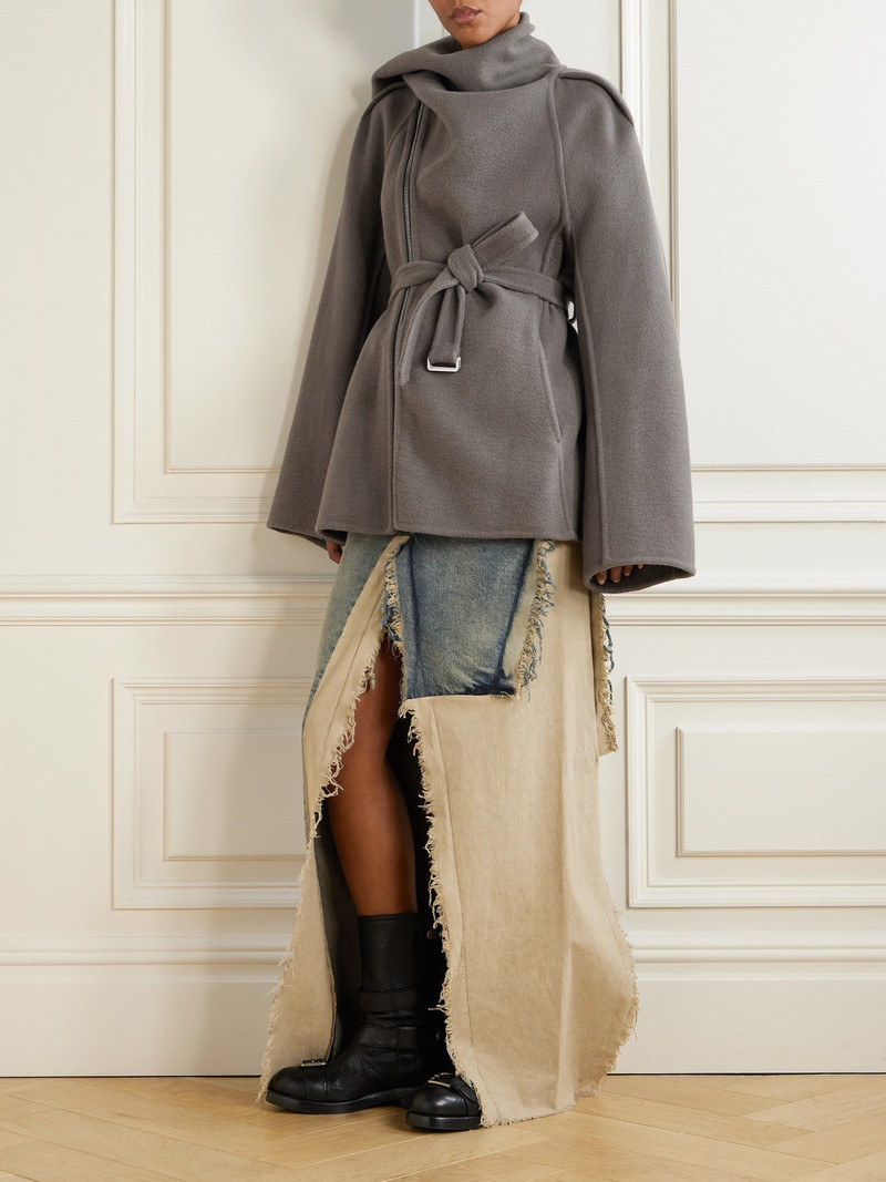 Rick Owens Scarf-detailed Belted Cashmere Jacket outlook