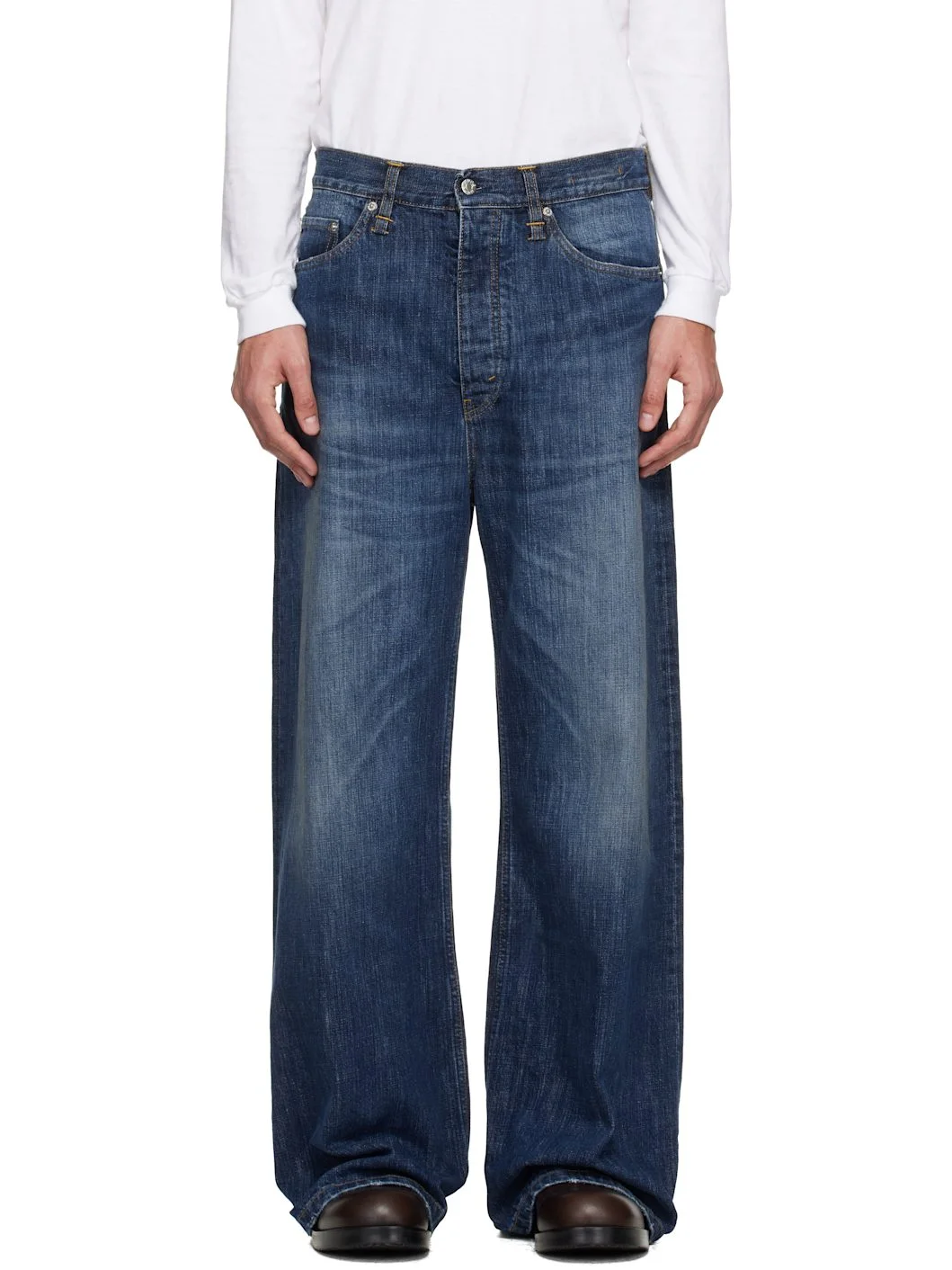 Blue Wide-Leg Skid Jeans - 1