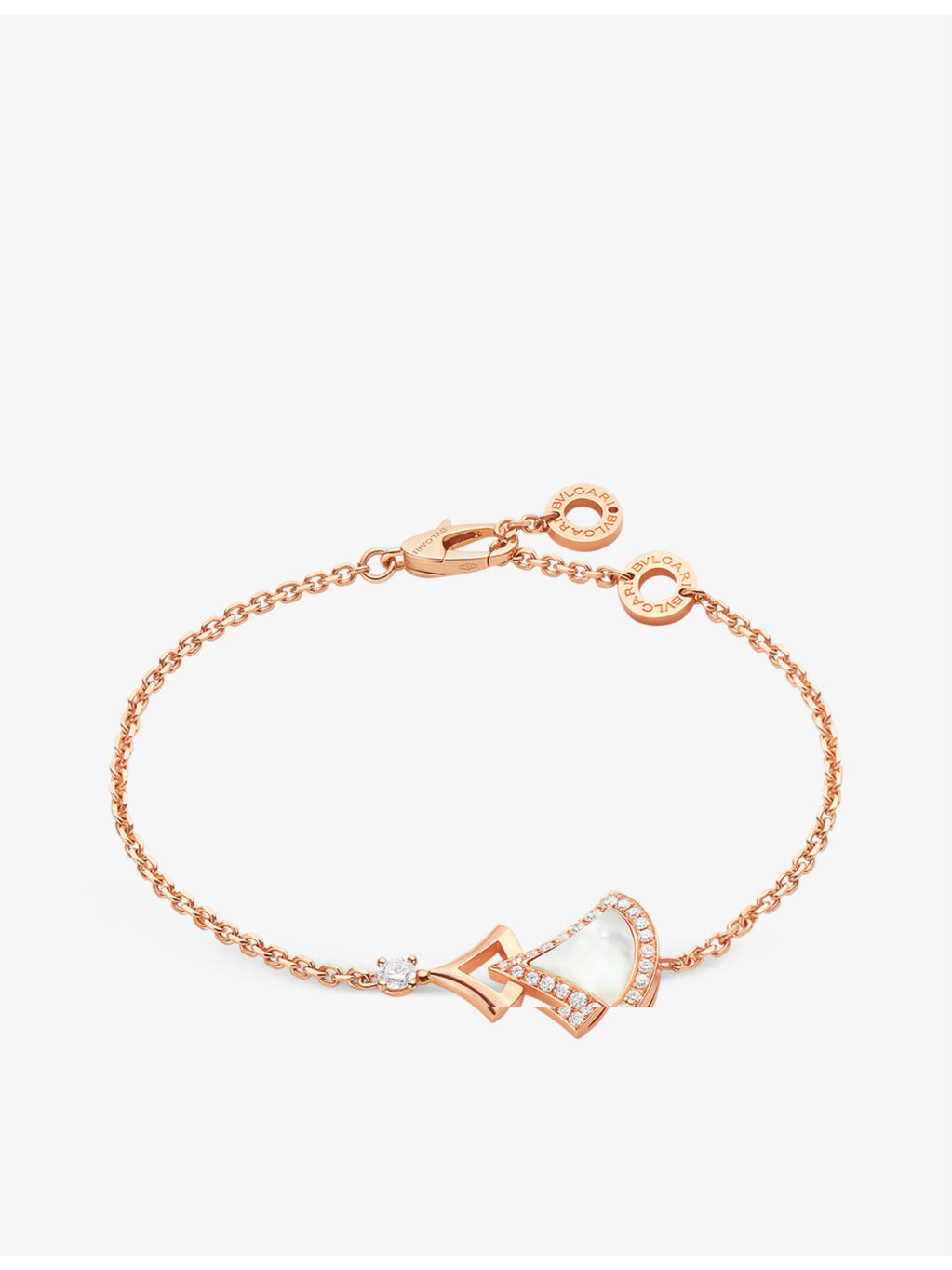 Divas Dream 18ct rose-gold, 0.31ct brilliant-cut diamond and mother-of-pearl charm bracelet - 1