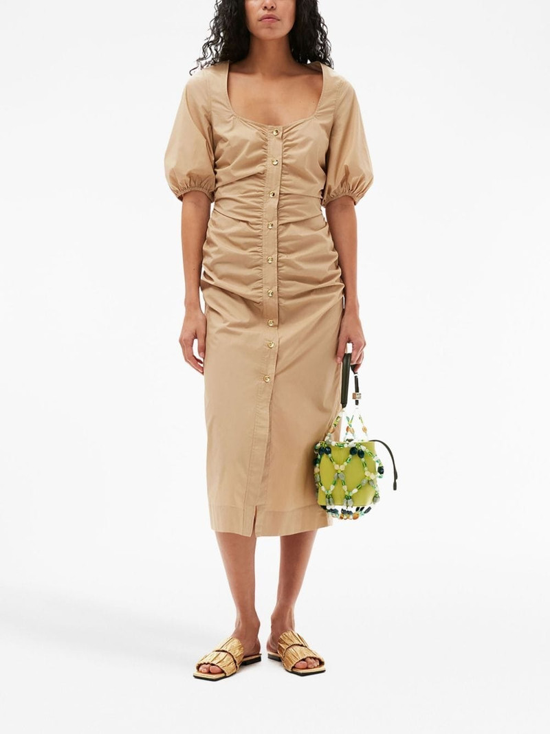 GANNI ruched organic cotton dress outlook