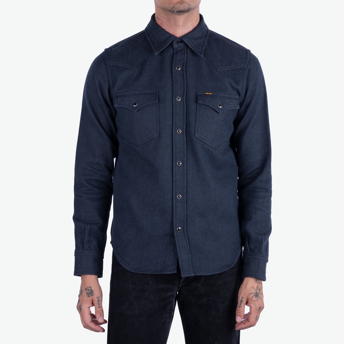 IHSH-BRUND-NAV 12oz Ultra Heavy Flannel Western Shirt - Navy - 2