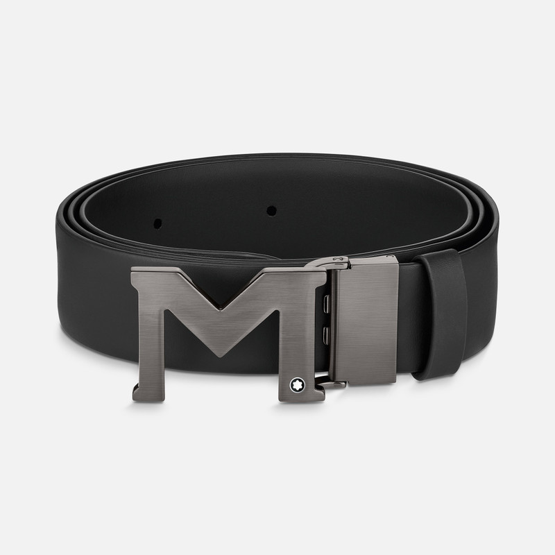 M buckle black 35 mm leather belt 1