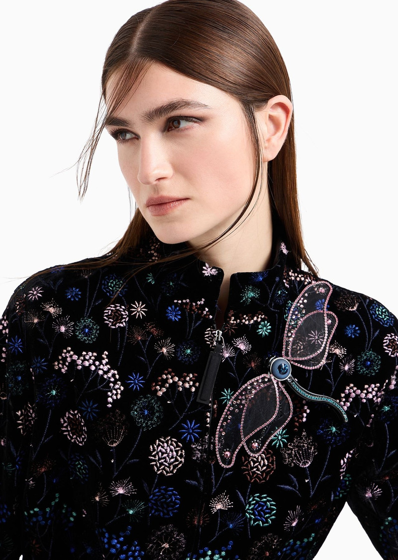 Dragonfly-shaped brooch in tulle and resin with Swarovski crystals 3