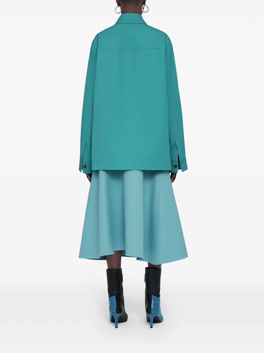 pointed-collar wool shirt - 3