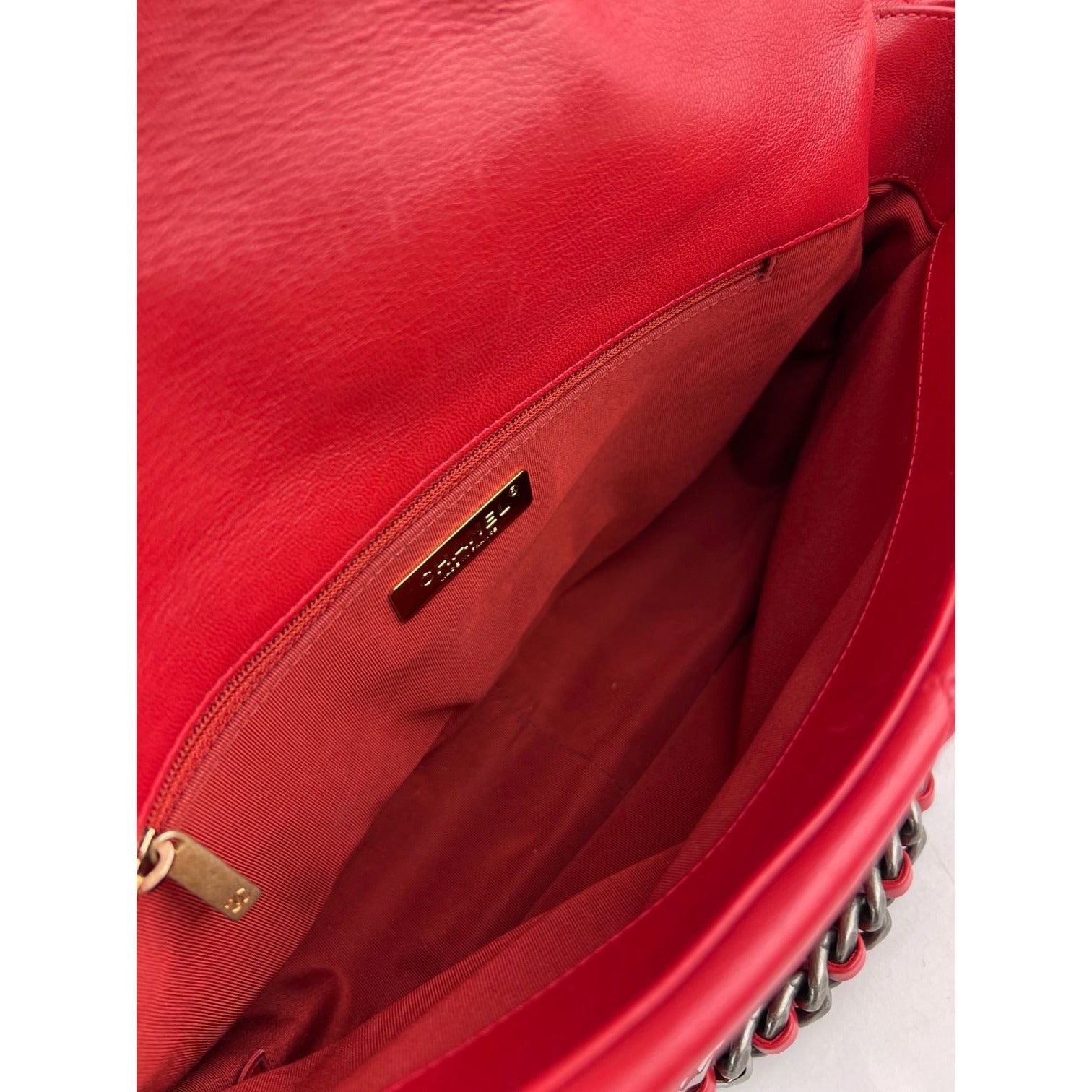 Chanel 19 Large Quilted Goatskin Silver and Gold Red Flap Bag - 4