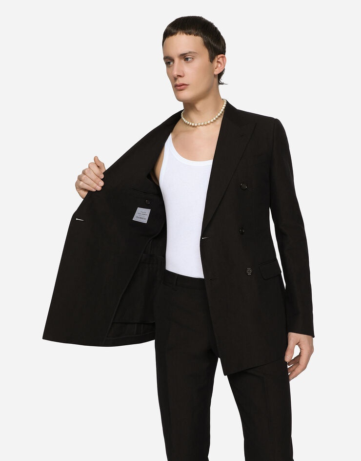 Double-breasted linen and cotton Taormina-fit suit - 5