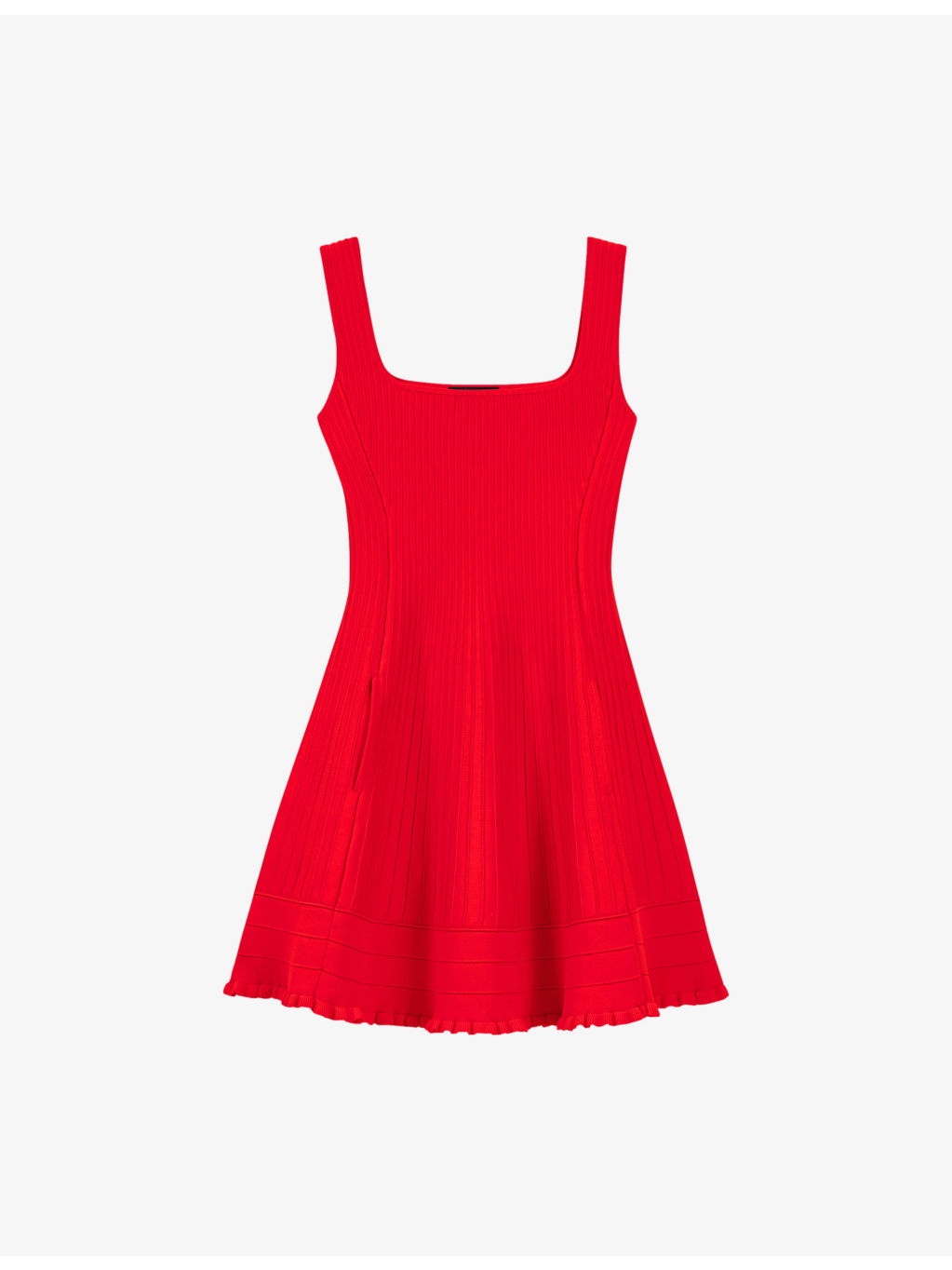 Flared-Hem Square-Neck Stretch-Knit Mini Dress - 1