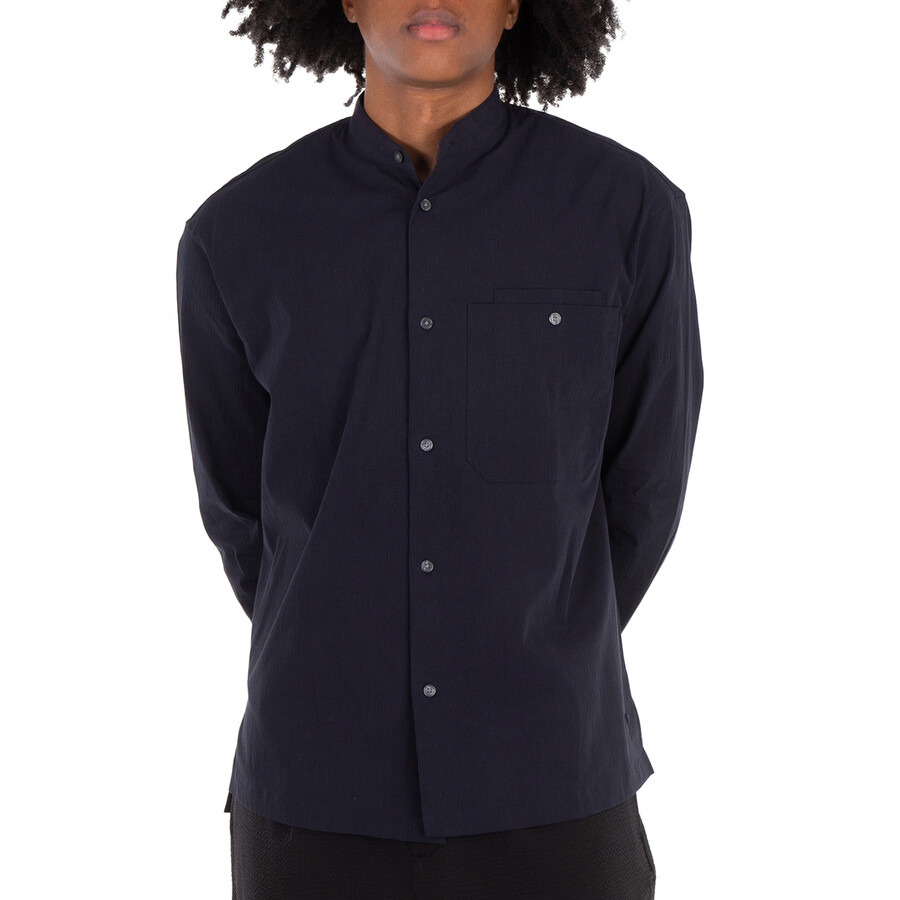 Emporio Armani Cotton Muslin Band-Collar Shirt - 3