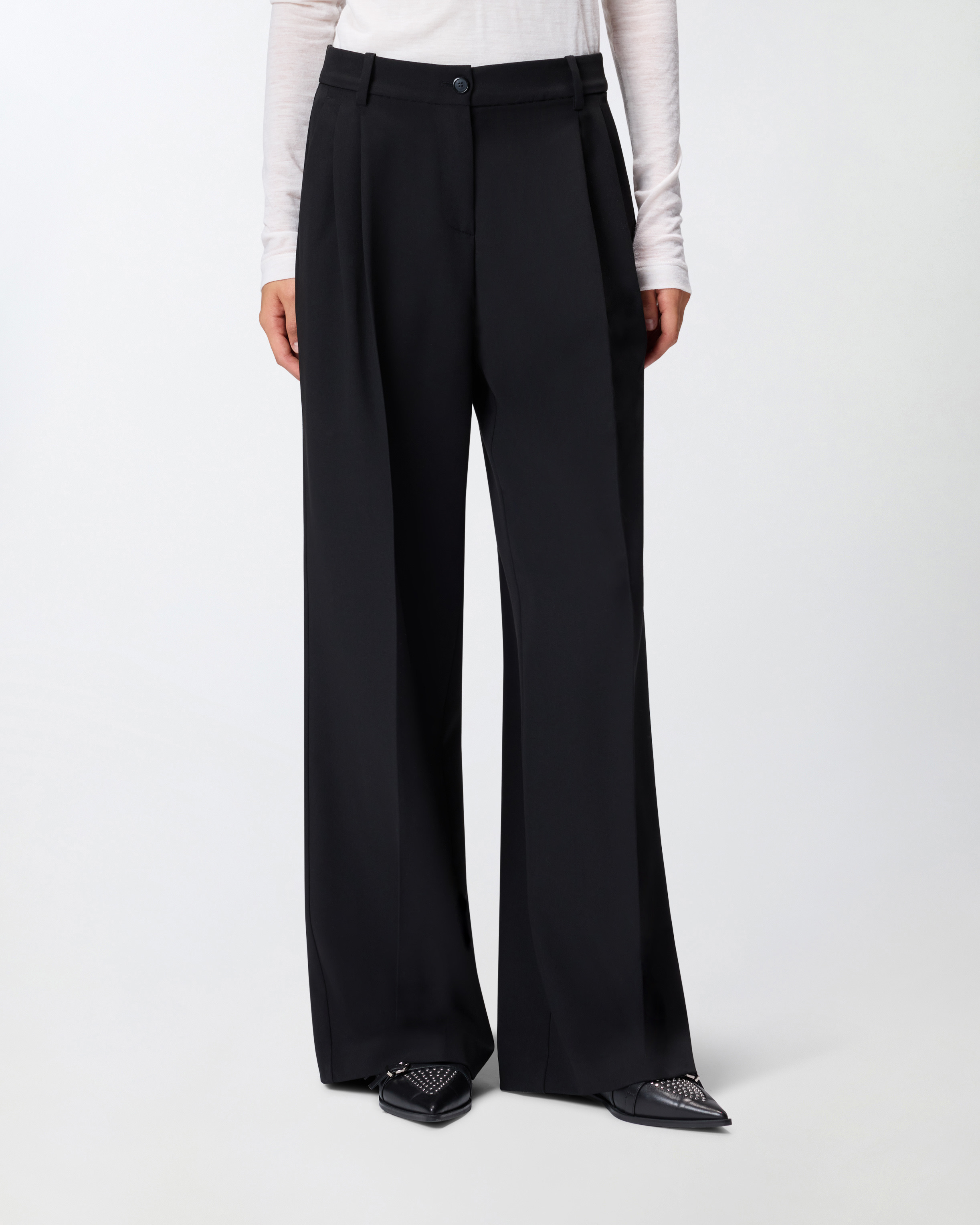 HIGH-WAISTED PALAZZO TROUSERS IN FLOWING FABRIC - 3