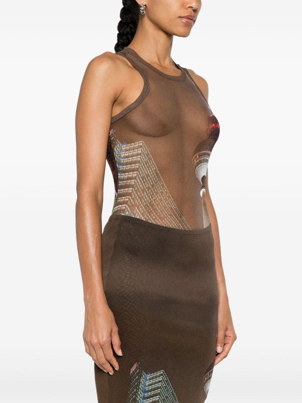 sheer mesh printed bodysuit - 3