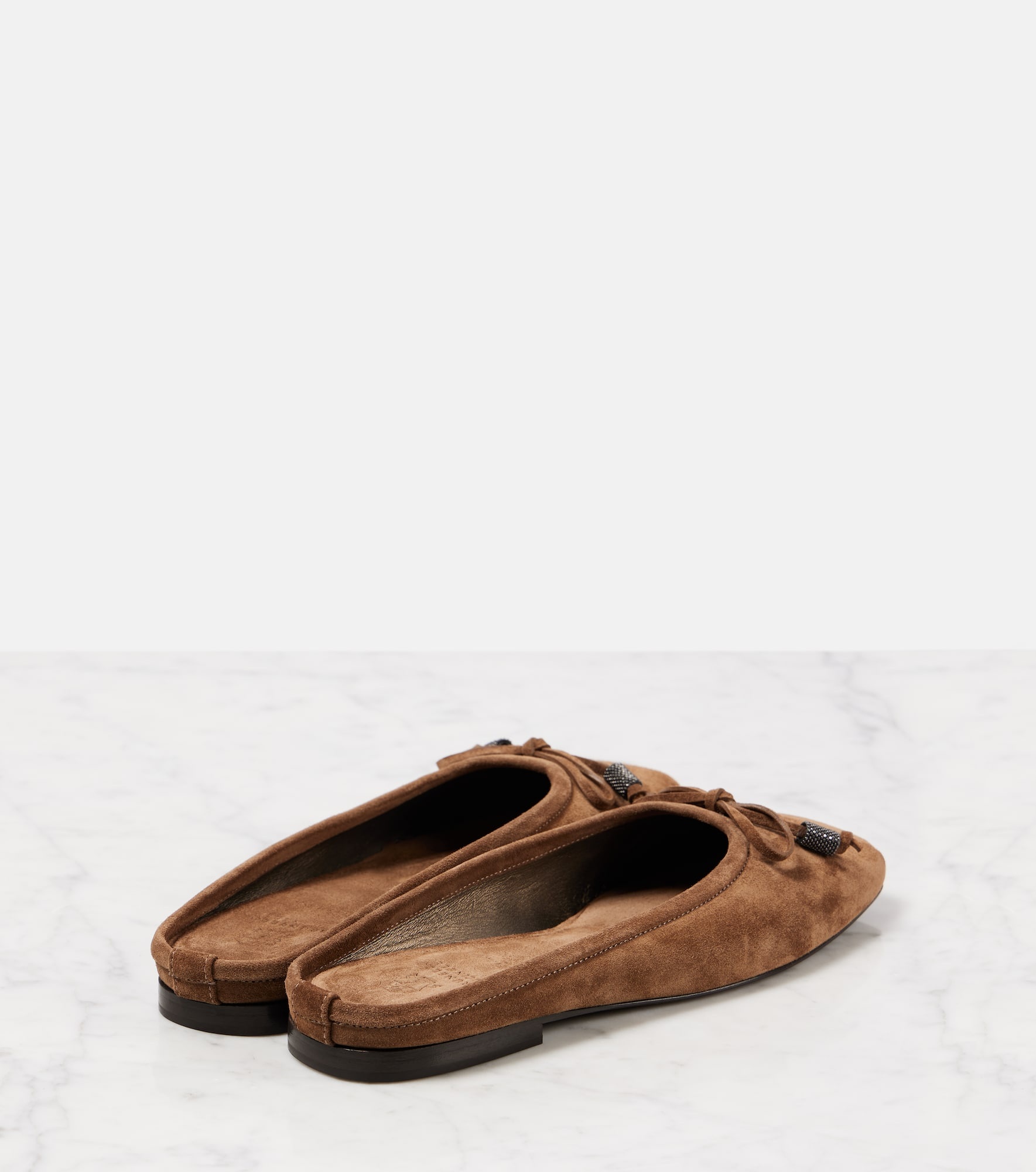 Monili bow-detail suede mules - 2