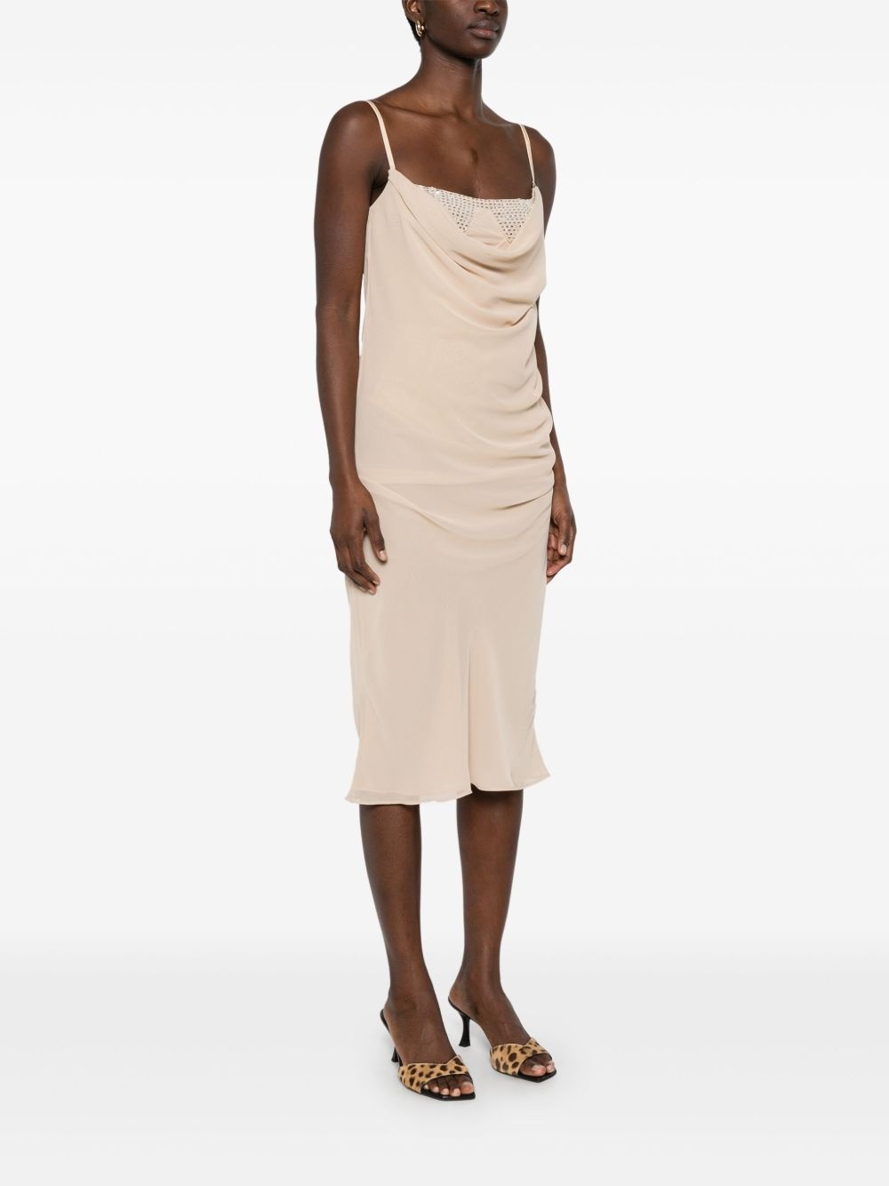 draped midi dress - 3