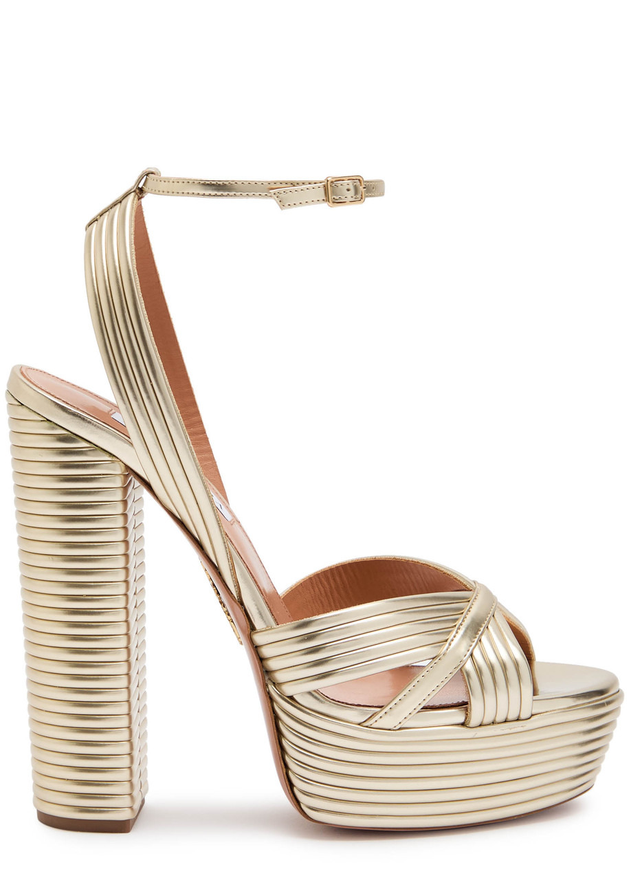 Sundance 140 metallic leather platform sandals - 6