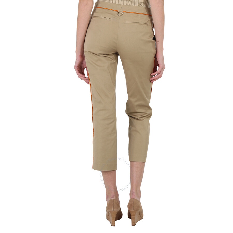 Burberry Ladies Silk Trim Cropped Cotton Chinos - 6