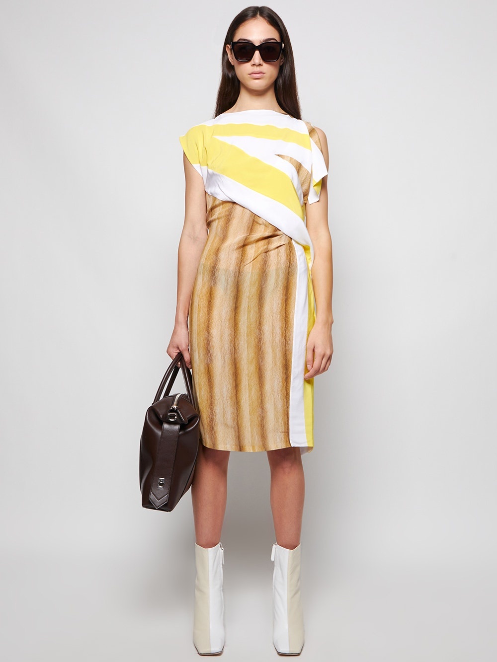 Flag And Animal Print Silk Asymmetric Dress - 2