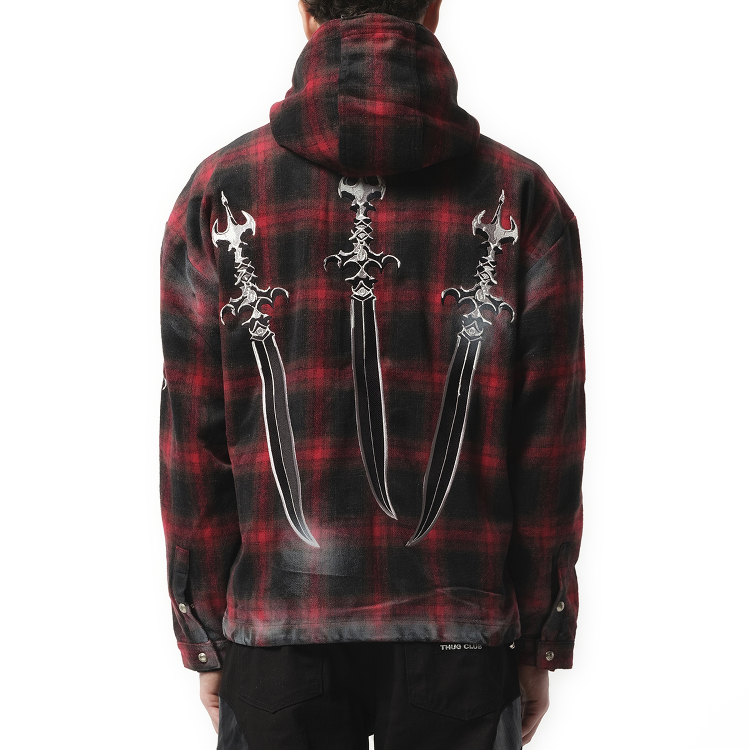 Thug Club Arab Sword Flannel Zip-up Jacket in Red | marais