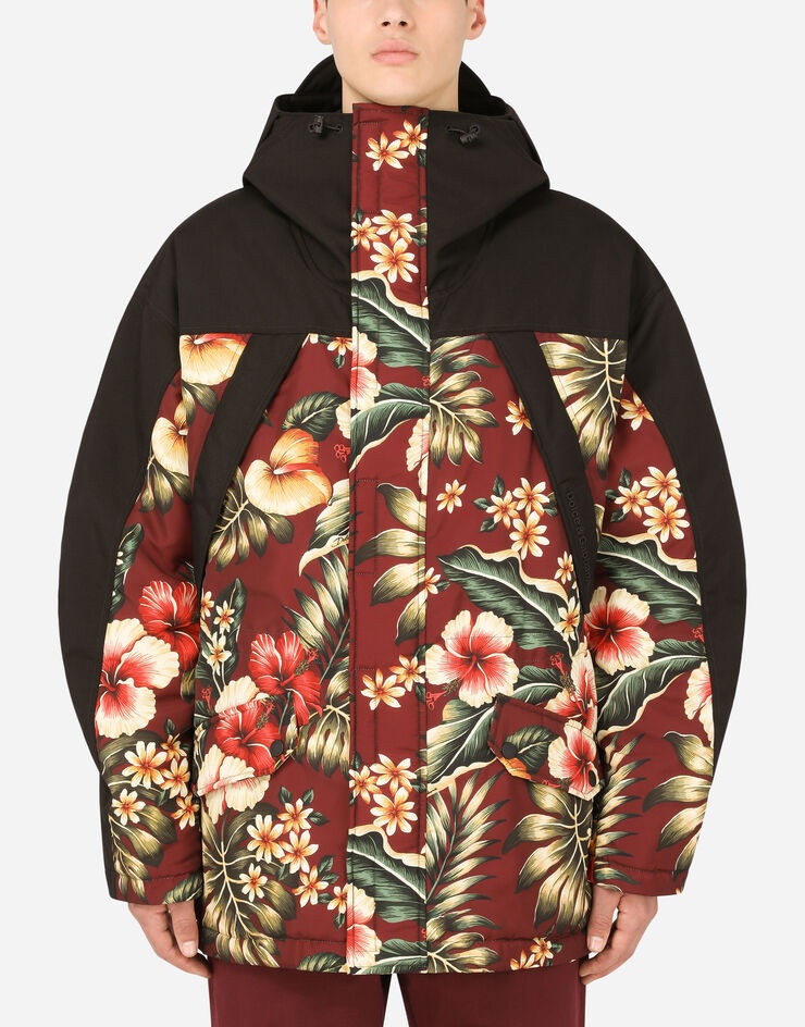 Hooded printed nylon jacket - 1