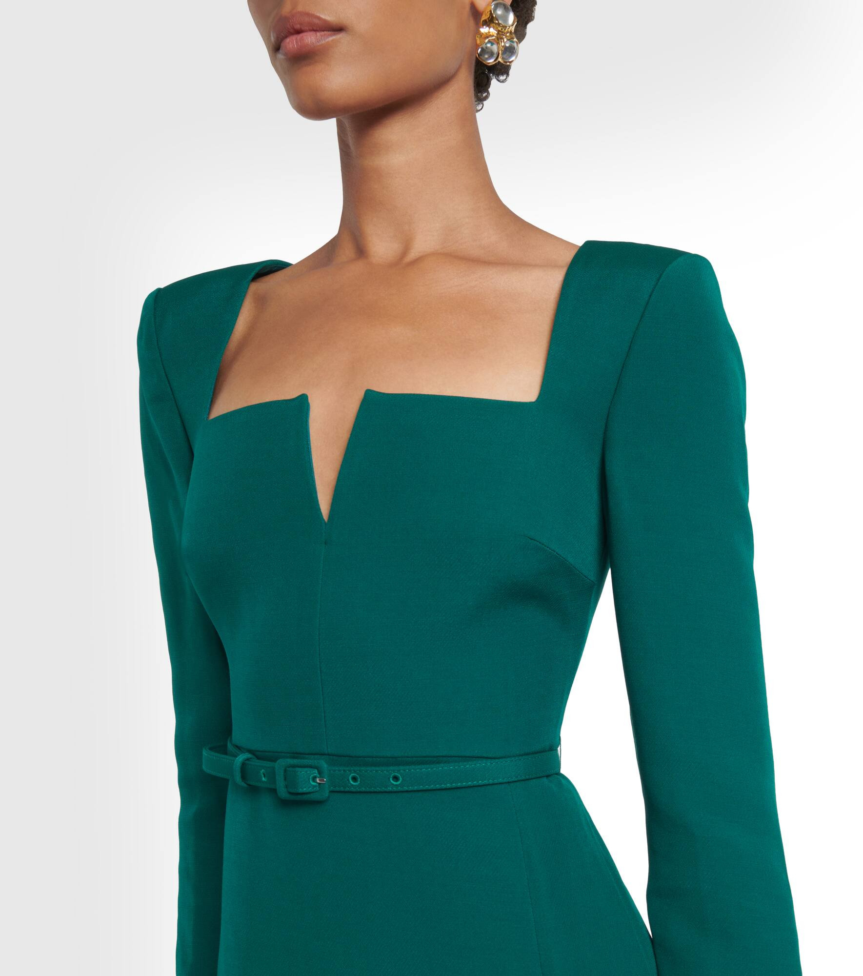 Belted wool and silk midi dress - 4