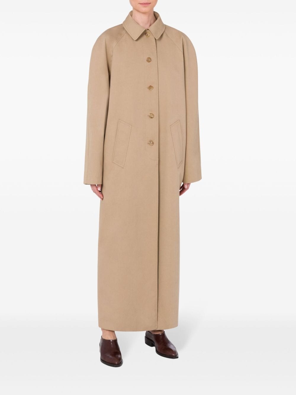 spread-collar cotton-blend coat - 3