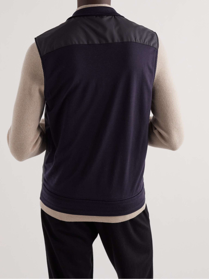 Leather-Trimmed Shell and Wool Gilet 4
