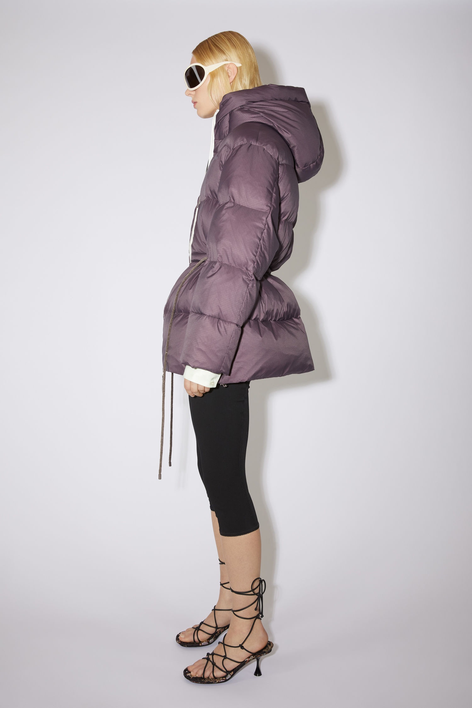 Hooded puffer coat - Mauve purple - 4