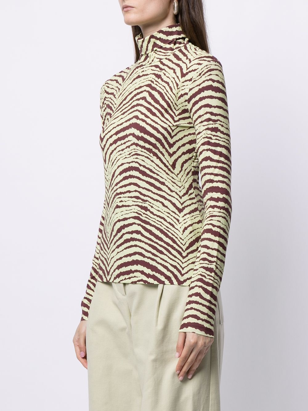 tiger-print high-neck top - 3