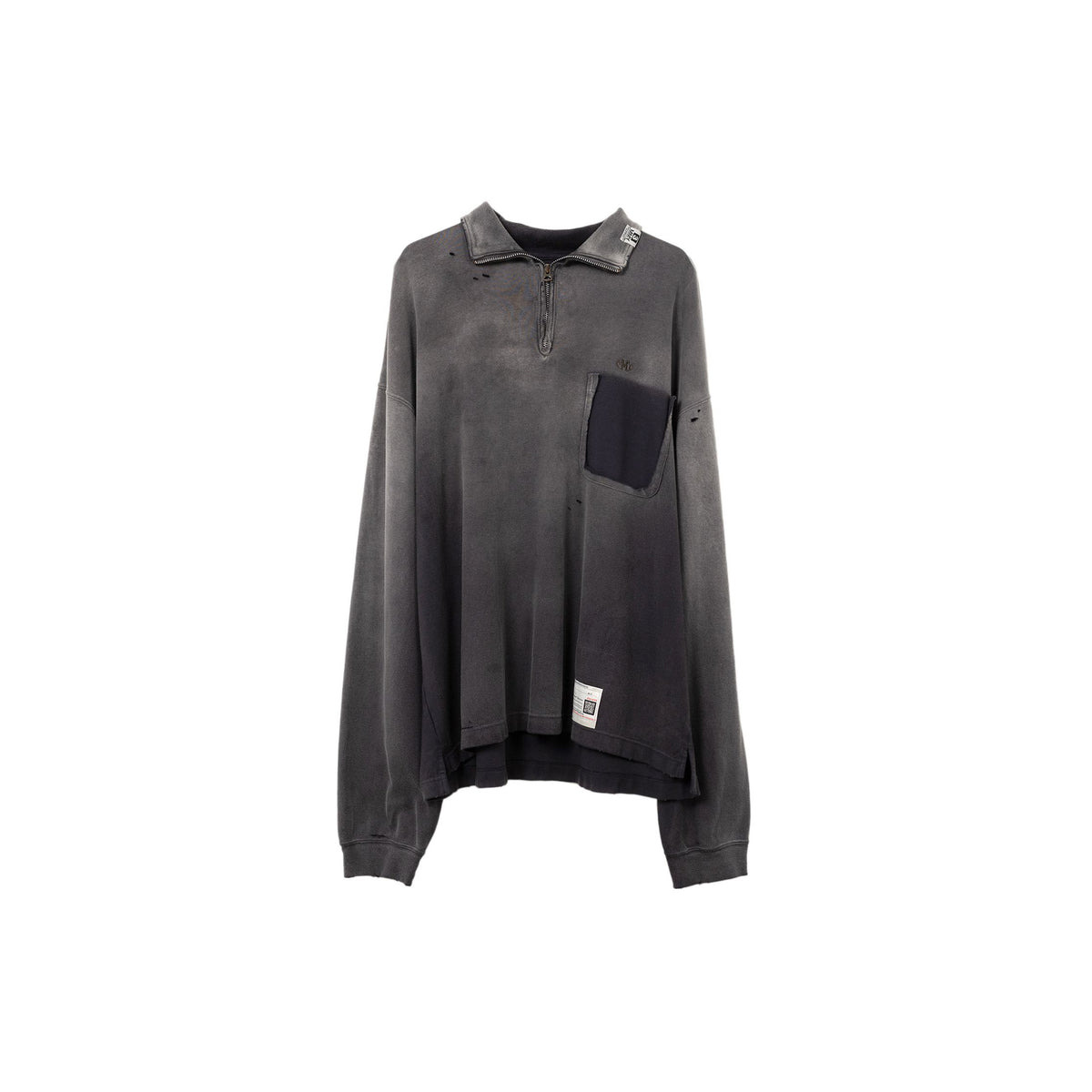 SUN FADED HALF ZIP PULLOVER (BLACK) - 1
