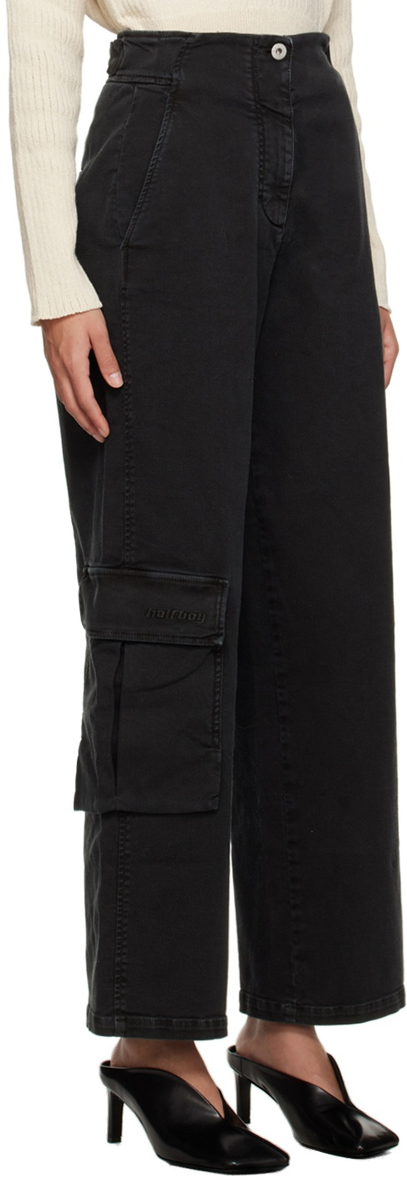 HALFBOY®️ Black Cargo Trousers outlook