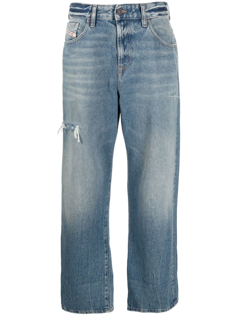 1999 straight-leg distressed jeans - 1