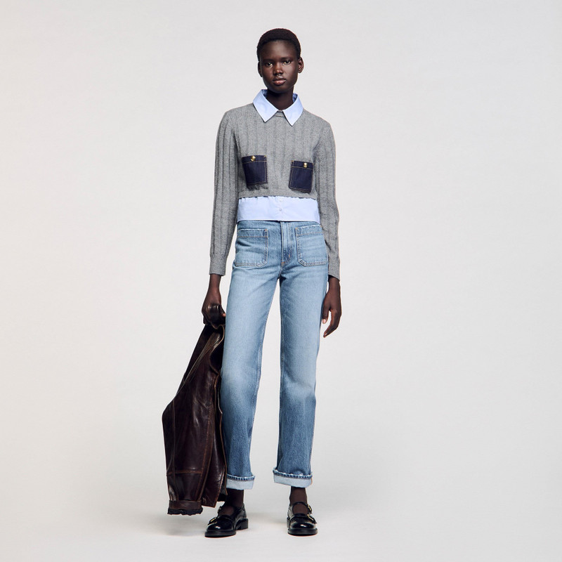 Sandro CROPPED WOOL AND CASHMERE SWEATER outlook