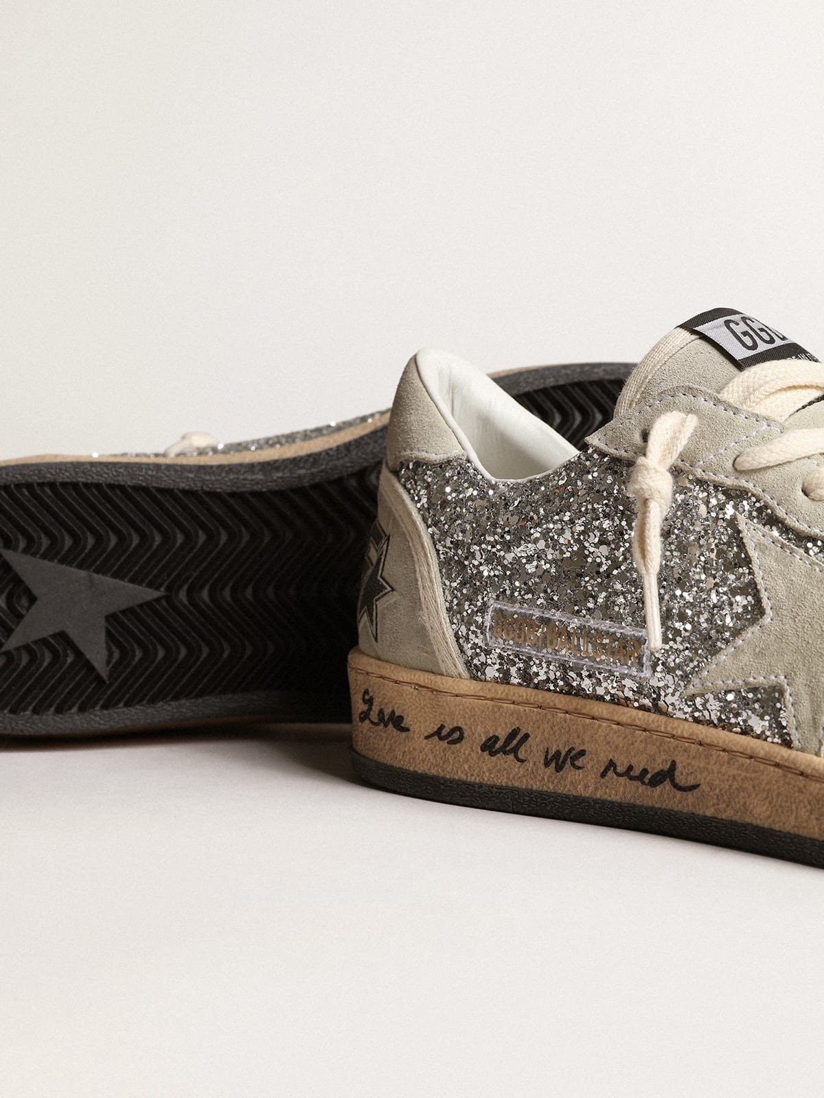 Ball Star in silver glitter with ice-gray suede inserts - 4