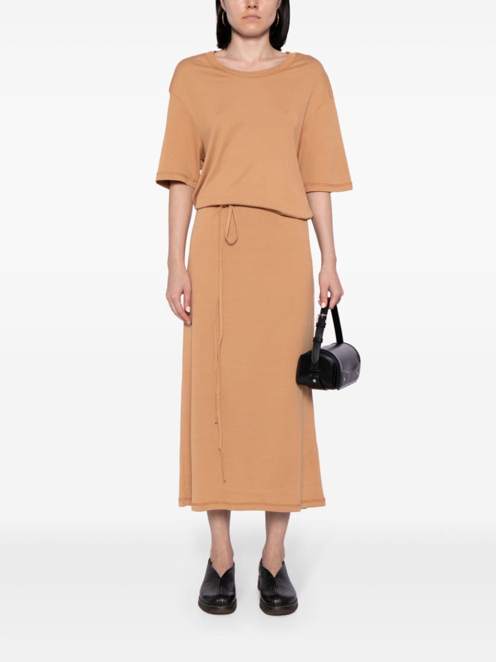 belted rib T-shirt dress - 2