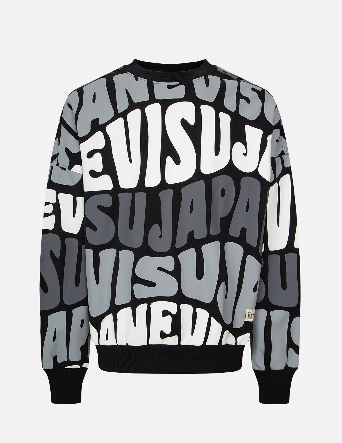 ALLOVER WAVY TEXT PRINT SWEATSHIRT - 1